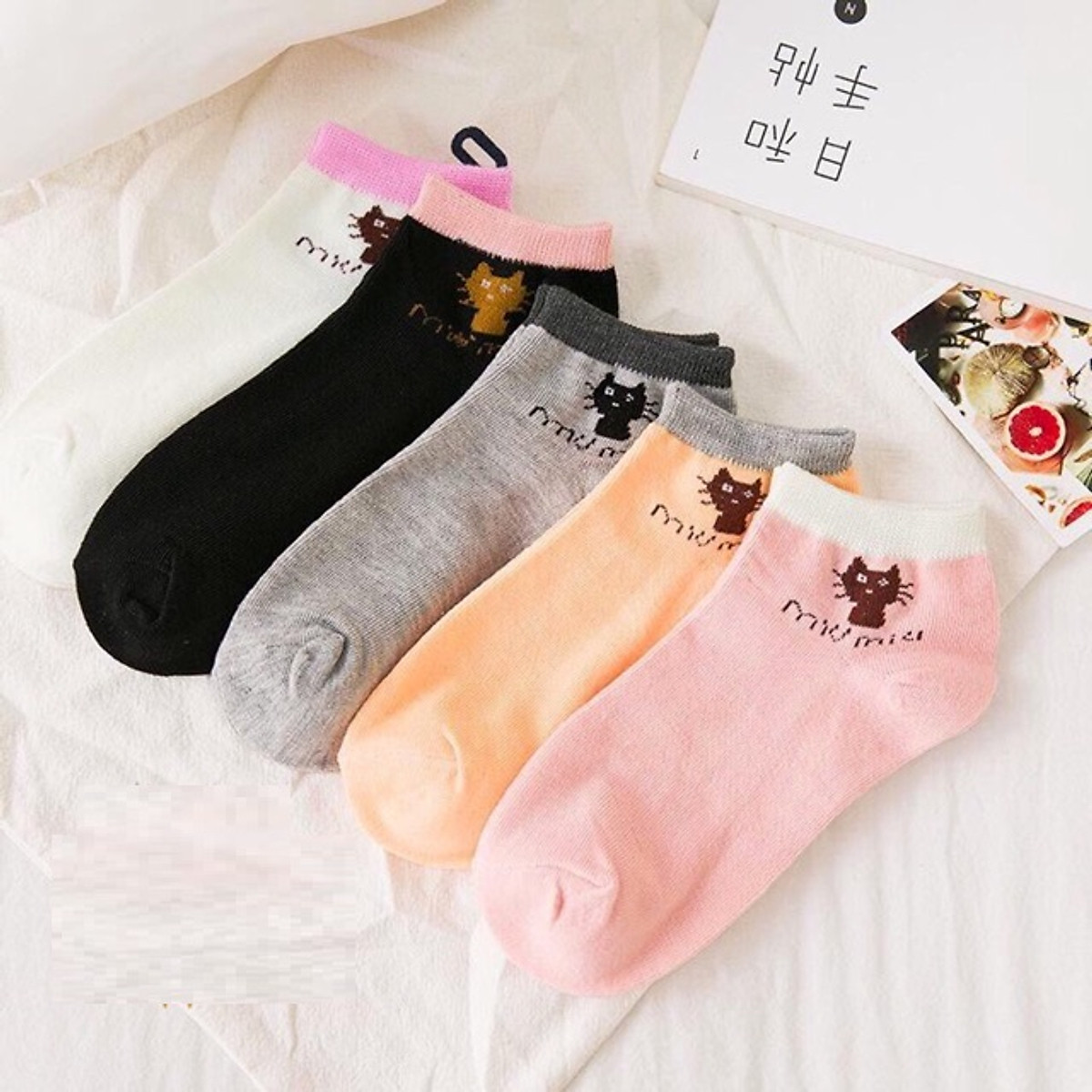 combo 5 đôi Tất mèo miu miu cổ ngắn