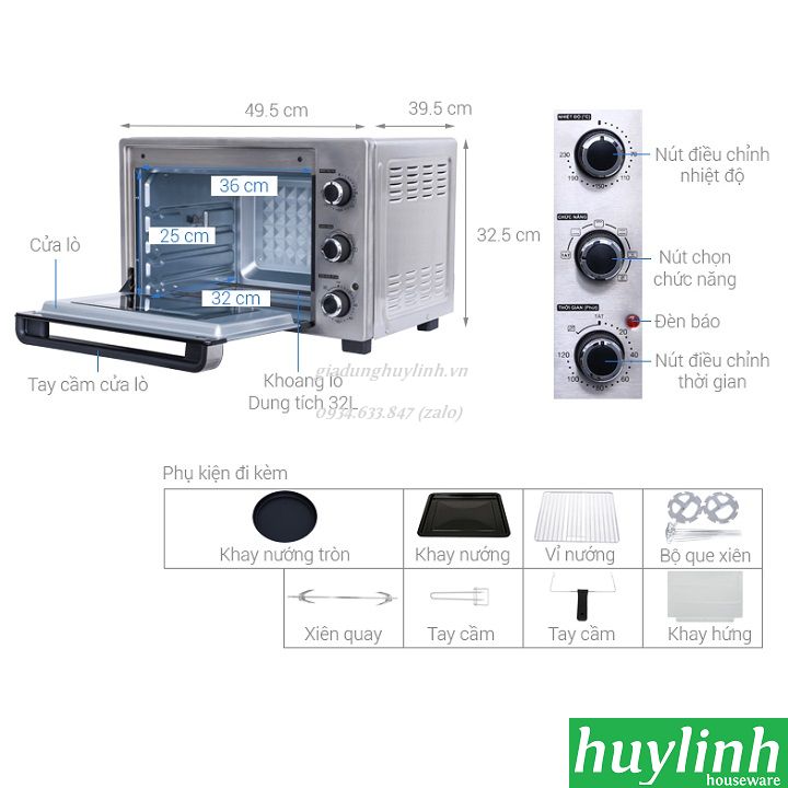 Lò nướng đối lưu Sharp EO-A323RCSV-ST [5 chức năng] - 32 lít [A324RCSV - 12 chức năng] [A323 - A324]