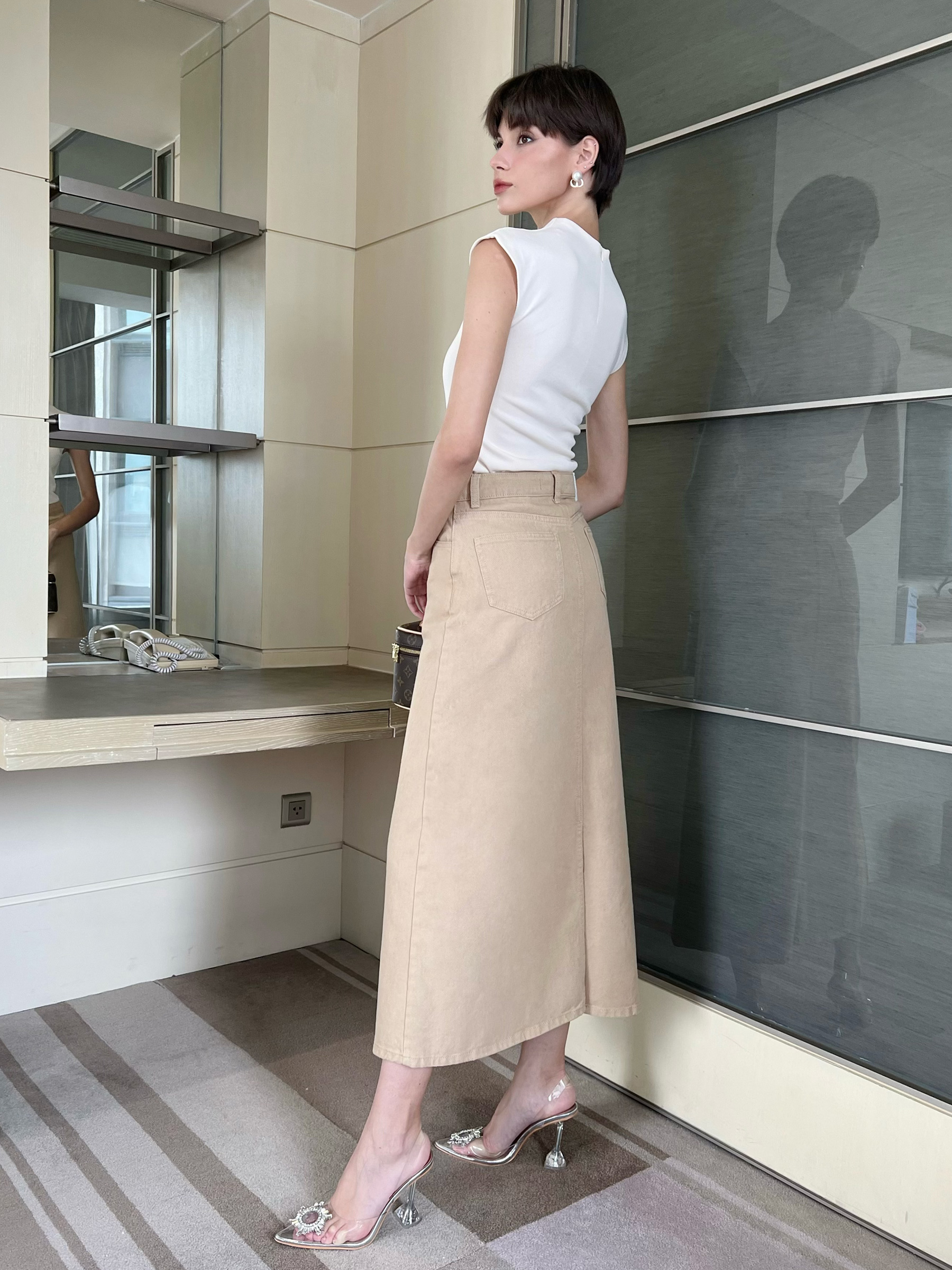 RECHIC Áo thun sát nách Elley thun gân bo cổ dày dặn