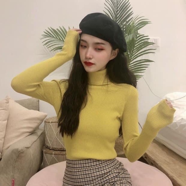 Áo len nữ cổ lọ lông cừu hàng quảng châu cao cấp