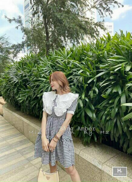 Đầm caro tiêu thư cổ bèo dáng xòe phối cổ trắng bèo cực xinh, đầm babydoll caro cổ bèo form rộng mặc đi chơi dạo phố, đầm kate dáng dài phối cổ bèo bản to mtb
