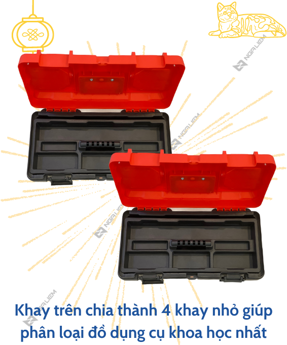 Thùng đồ nghề đỏ đa năng Liwin (14'' – 350mm; 17'' – 430mm; 19'' – 450mm)