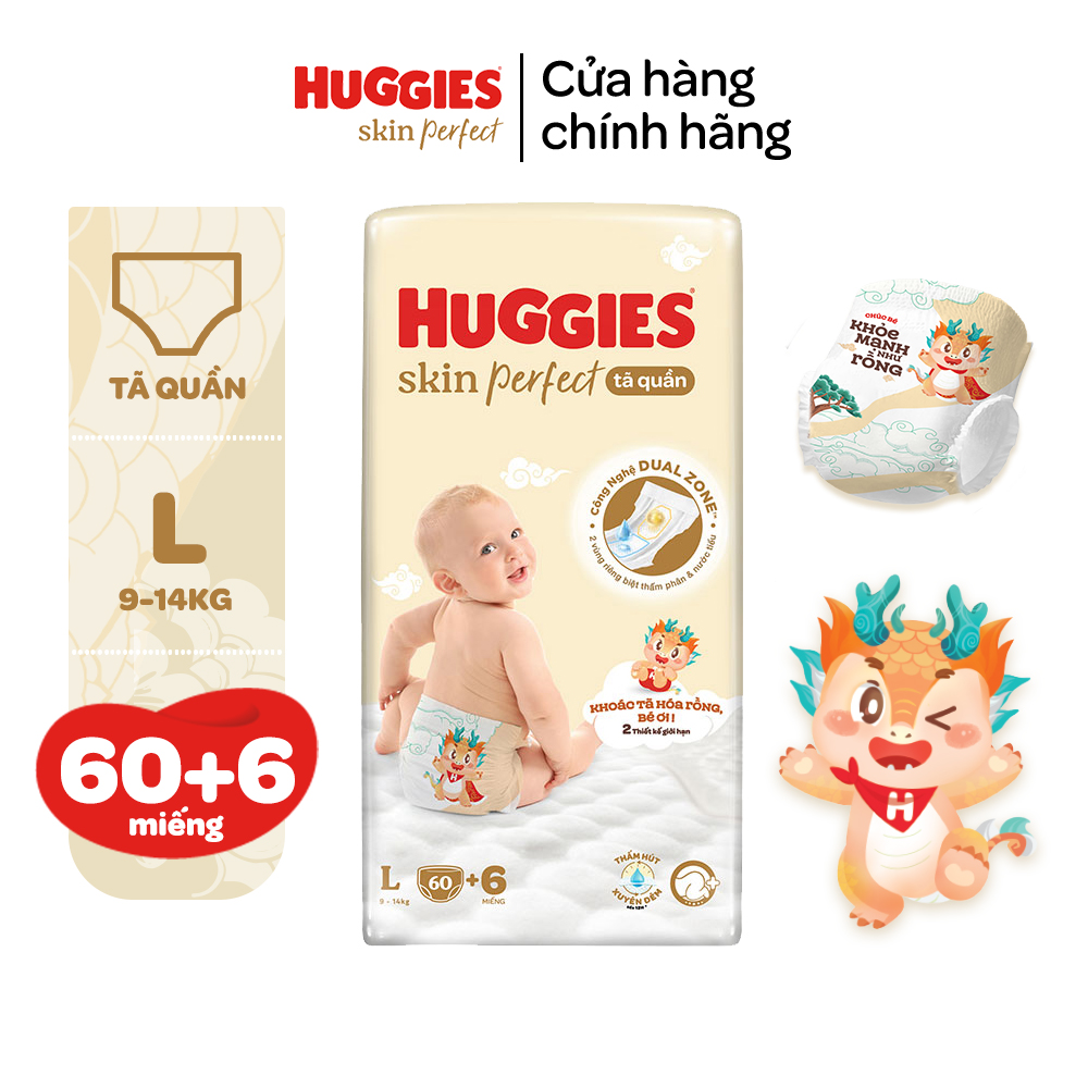 [Bao bì thay đổi tùy CTKM] Tã/ Bỉm Quần Huggies Skin Perfect M/L/XL/XXL Super Jumbo Với 2 Vùng Thấm Giảm Kích Ứng Da