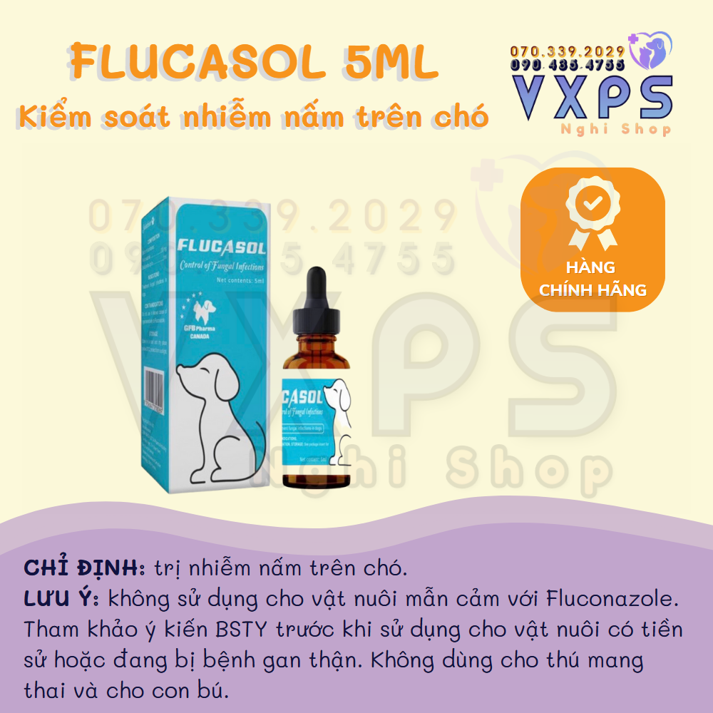 [GIẢM ĐẾN 20% Ở XU] Flucasol chó 5ml - Sản phẩm nấm cho chó GFB Pharma
