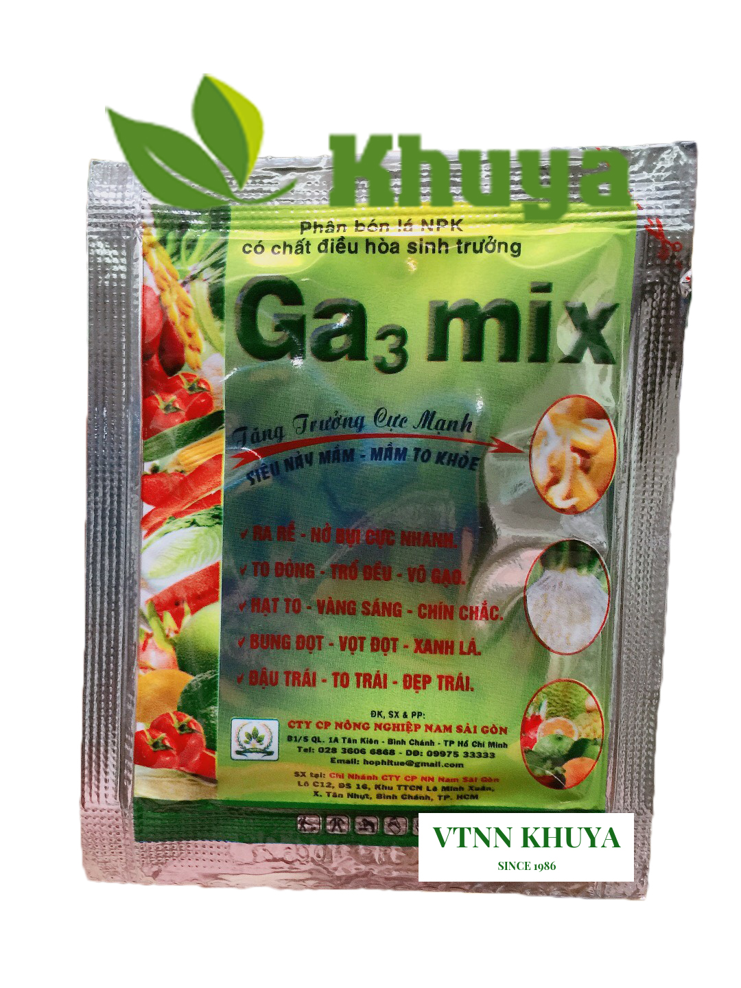 2 gói Phân bón lá Ga3 Mix 10gr Phục hồi tăng trưởng cây