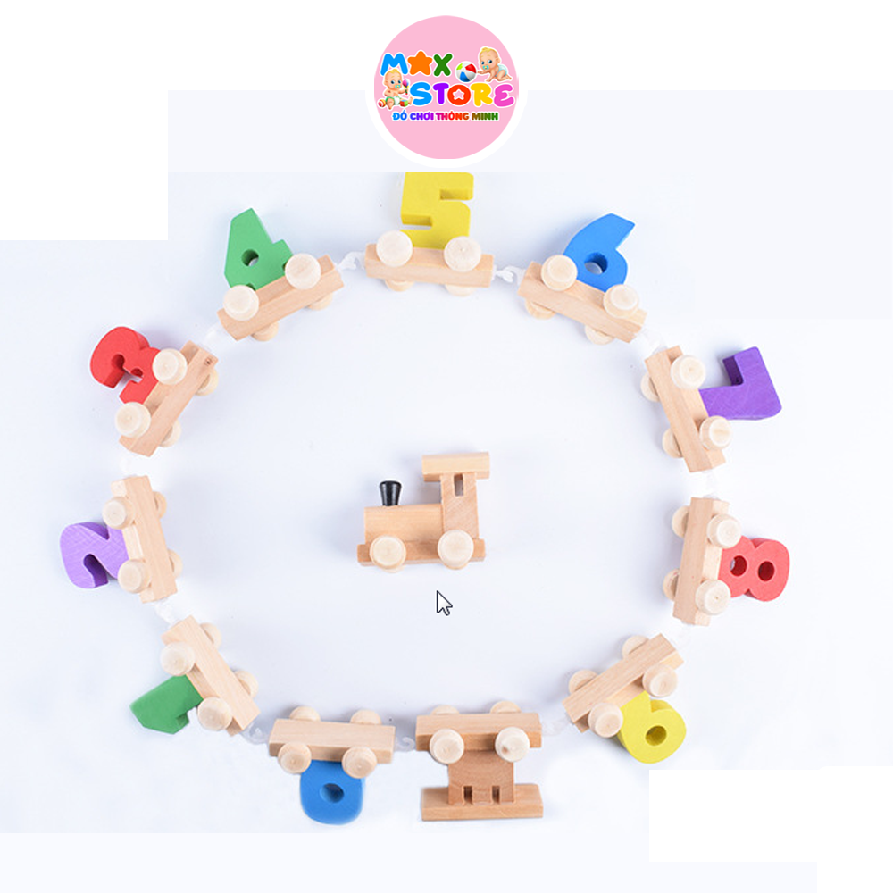 (Đồ Chơi Giáo Dục) Đoàn Tàu Gỗ Chở Số 0 - 9