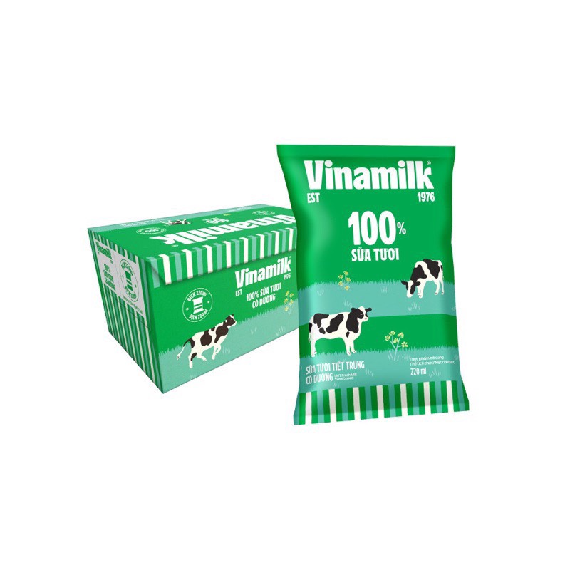 [Date 6.2025] Thùng 48 bịch sữa tươi Vinamilk 220ml