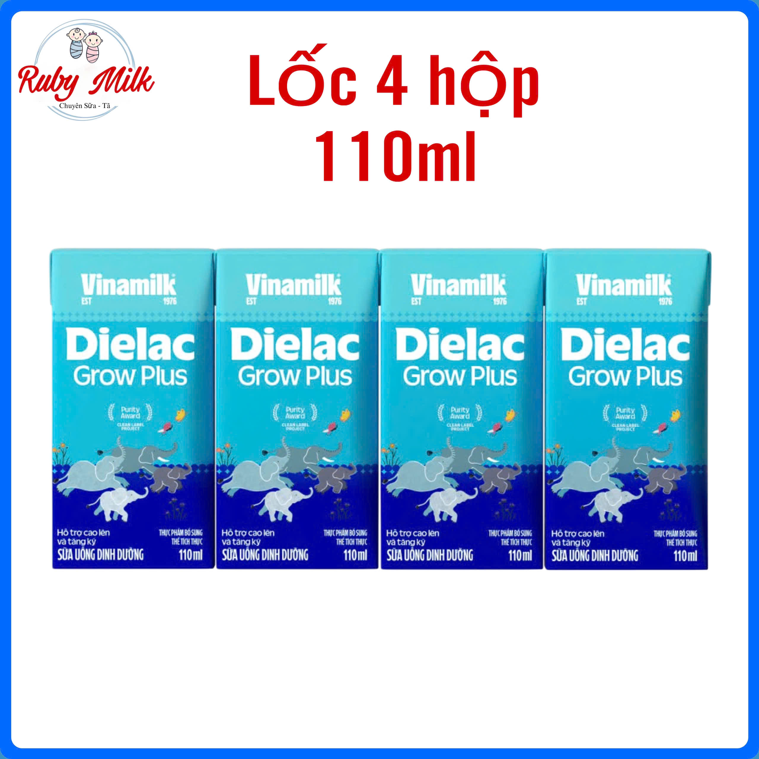 Lốc 4 hộp Sữa bột pha sẵn Dielac Grow Plus 110ml