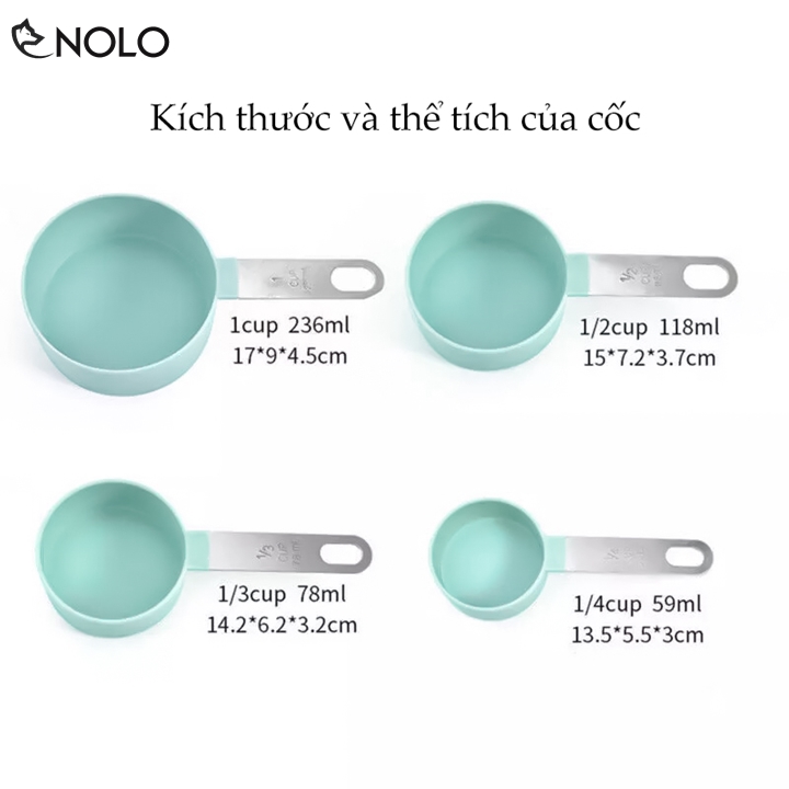 Kitchen Tools 4 PCs set food baking material measuring cup volume scale on handle set