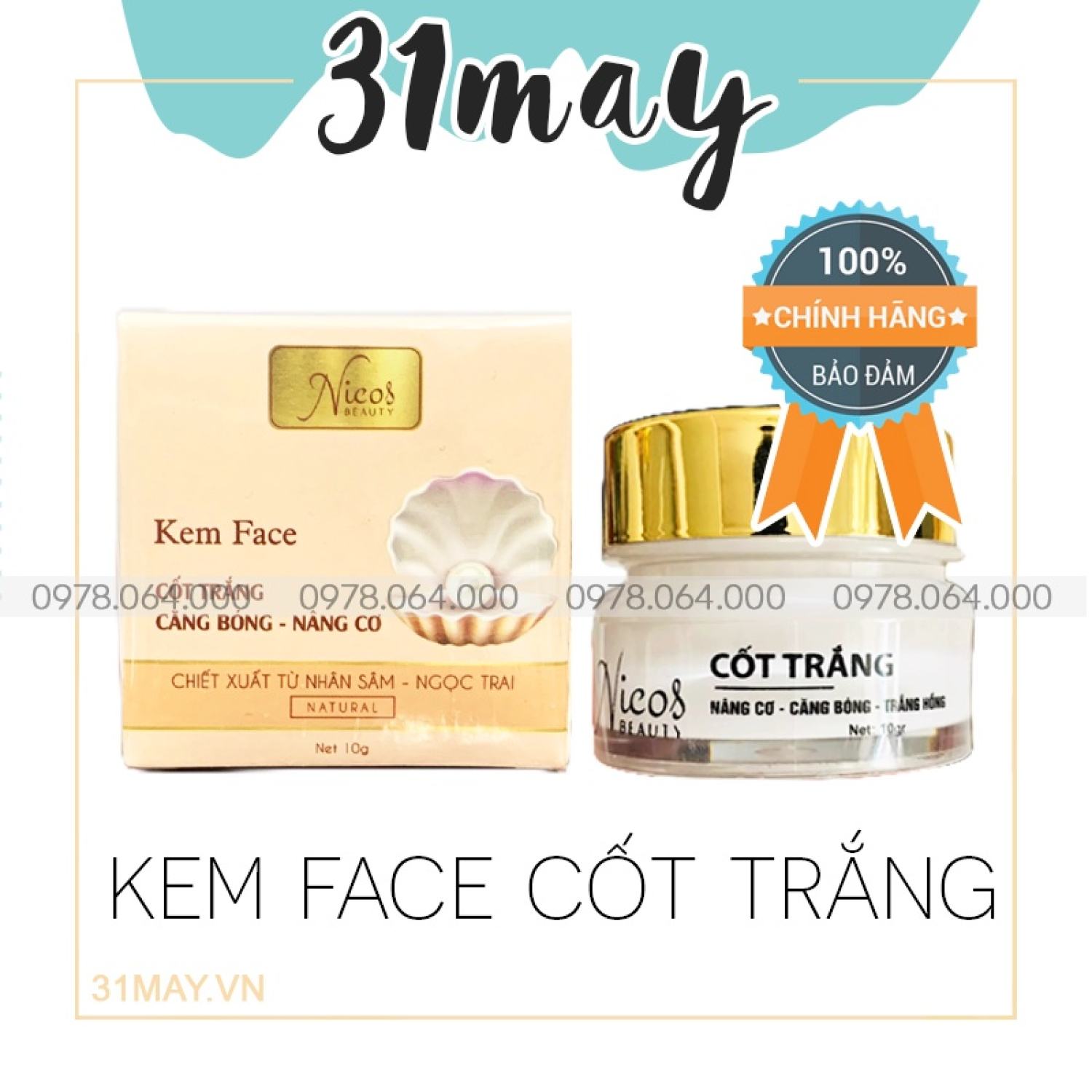 Kem Face Cốt Trắng Nicos Beauty Chính Hãng Dưỡng Da Căng Bóng Nâng Cơ