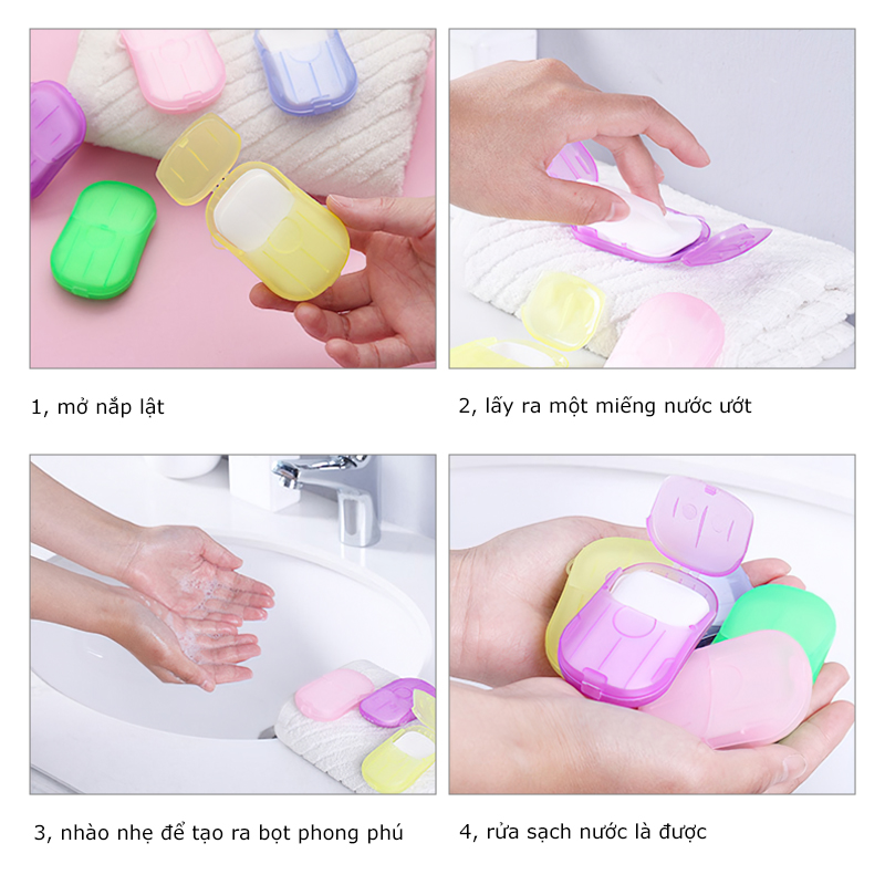 Set of 20 convenient disposable paper soap sheets