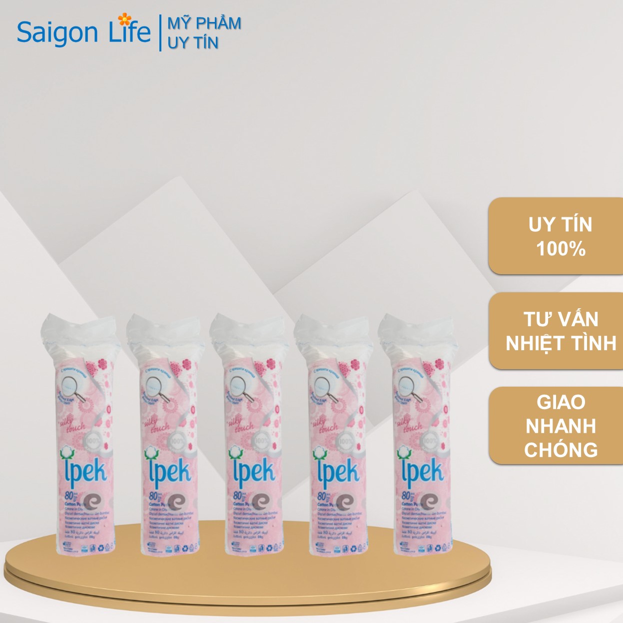 Combo 5 Bông tẩy trang IPEK Thổ Nhĩ Kì 80 miếng