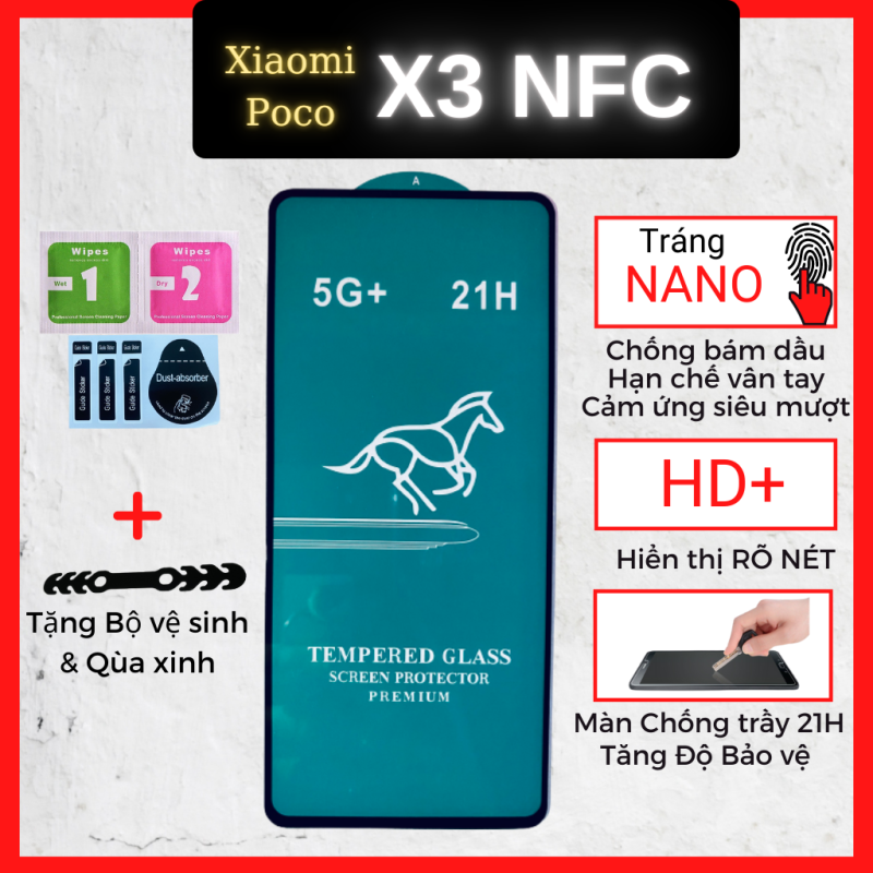 Kính Cường Lực Xiaomi Poco X3 NFC - Siêu Mượt-Full màn cao cấp- Cảm ứng siêu nhạy-Không bám vân tay - Bảo hành 1 đổi 1