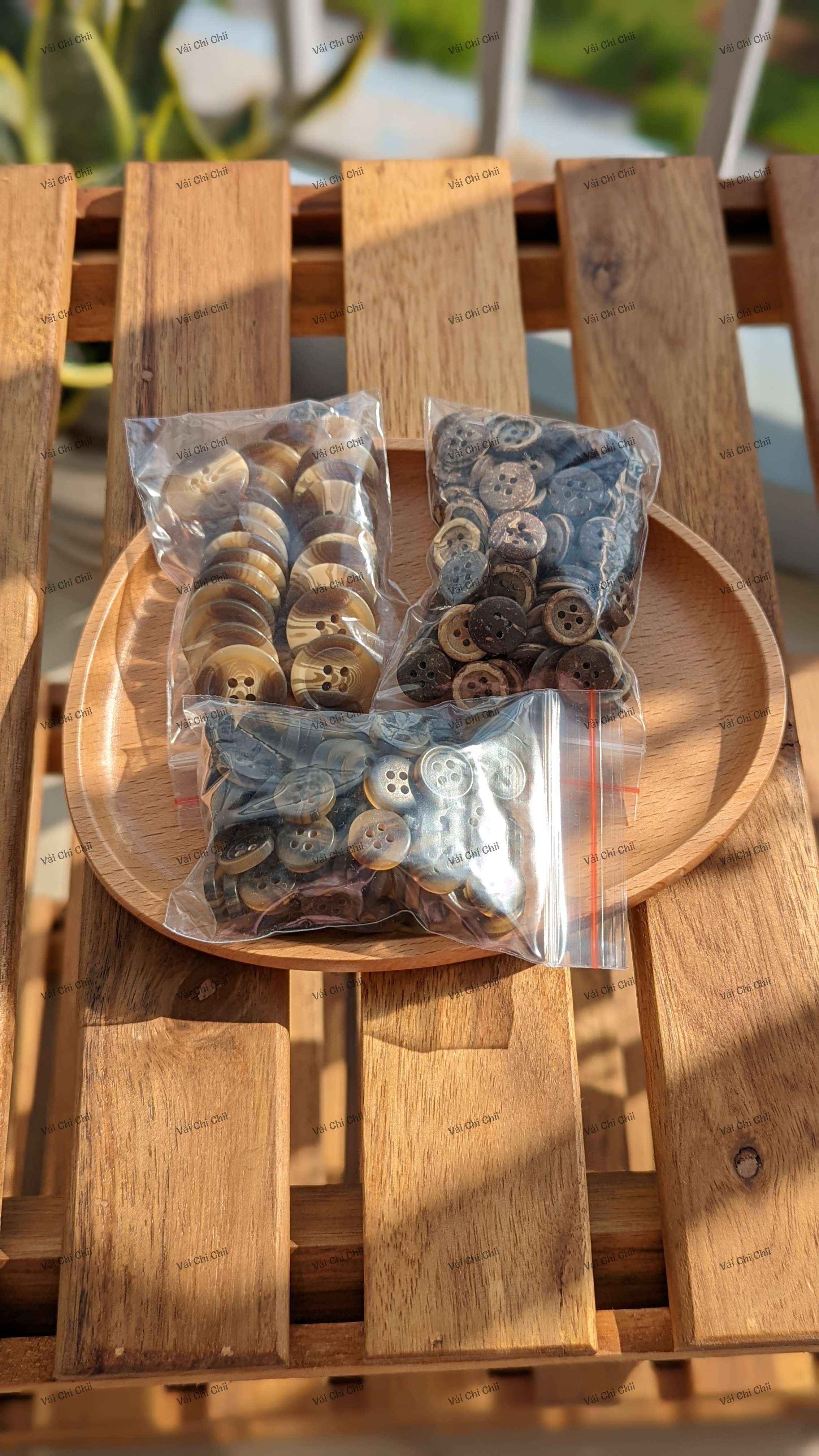 25-30 Chiếc Cúc gỗ dừa (Nút gỗ dừa) 2 lỗ trang trí Vintage