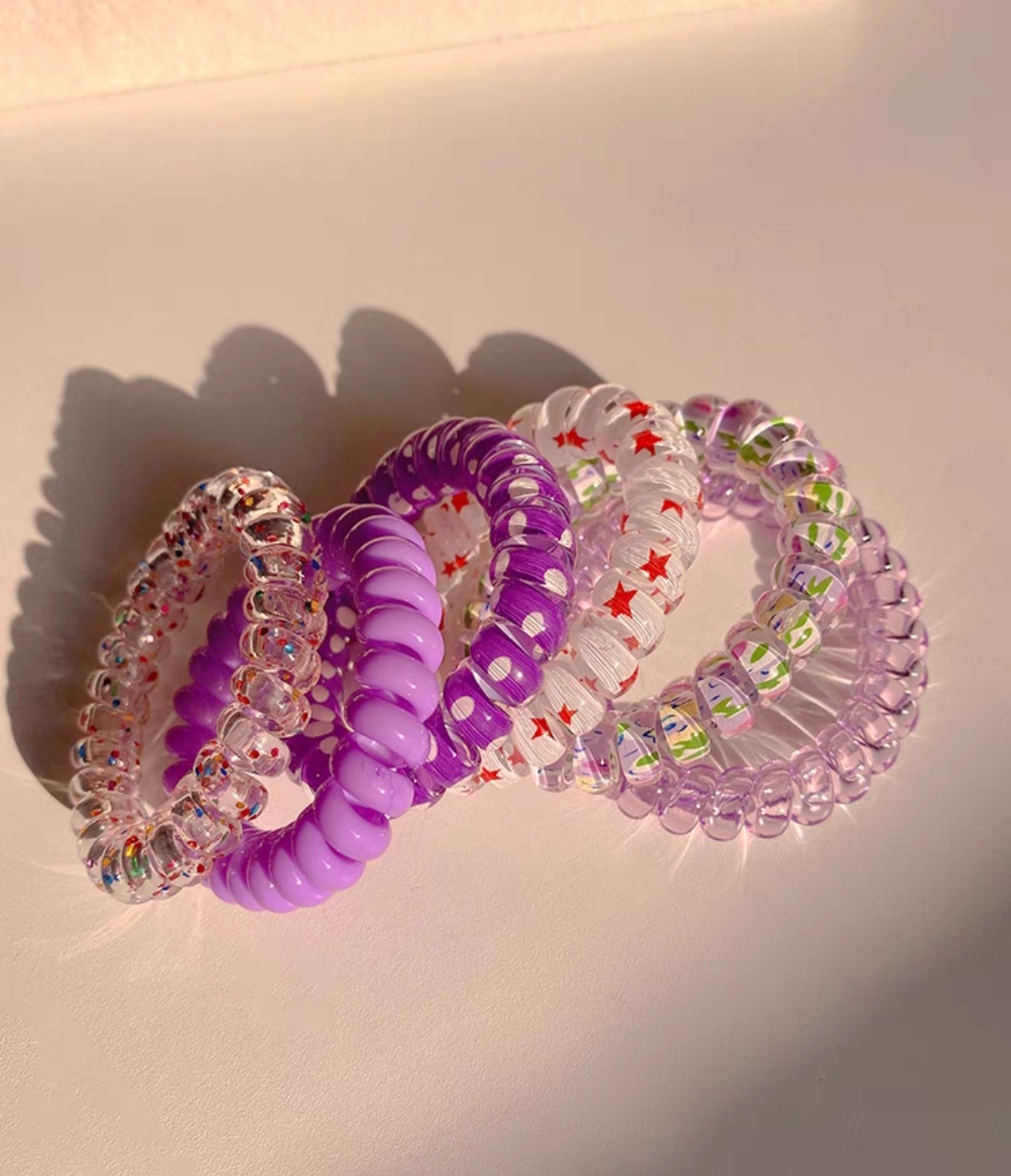Set 6 dây cột tóc lò xo màu pastel dễ thương