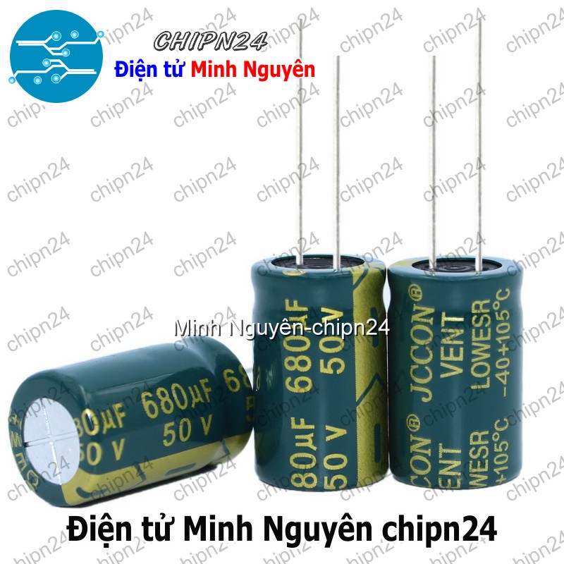 [5 con] (F274) Tụ hóa 680uF 50V Xanh Lá (13x21mm) (Tần số cao) - HH003274