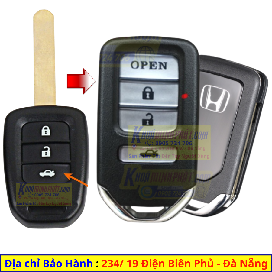 Vỏ độ gấp chìa khoá xe honda city v37.3 nút