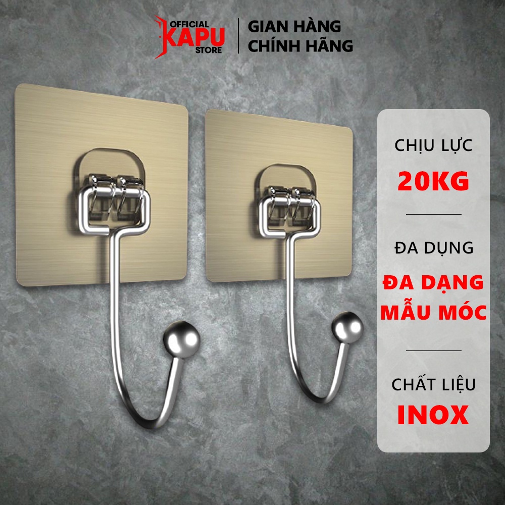 Móc dán tường siêu dính kèm móc inox, móc treo đồ treo chia khóa treo túi đa năng