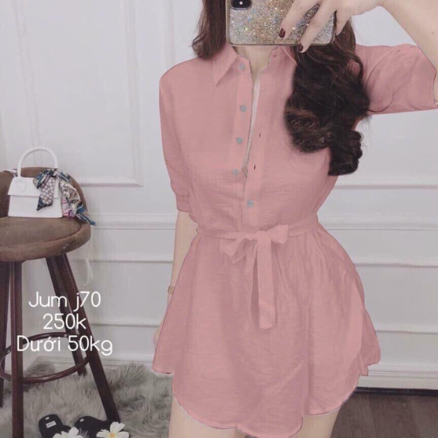 Áo sơ mi phọt dài cột eo dễ thương miule