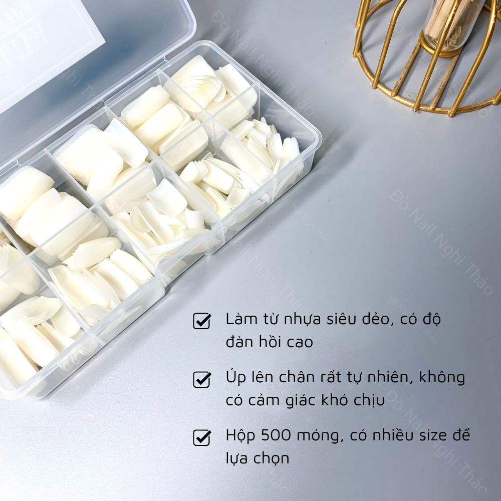 Móng úp chân dài đủ size hộp 500 móng