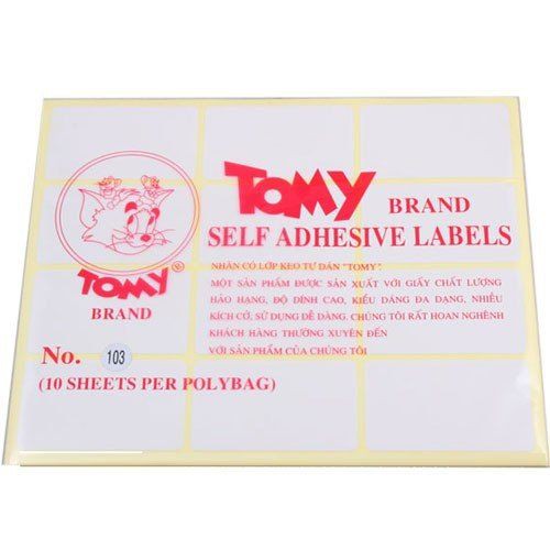 Giấy Decal In Mã Vạch Tomy  khổ A5 Các Số