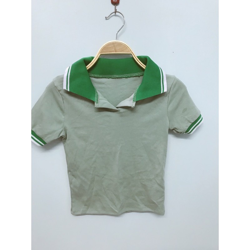 [HCM]Áo polo croptop áo cổ trụ trơn