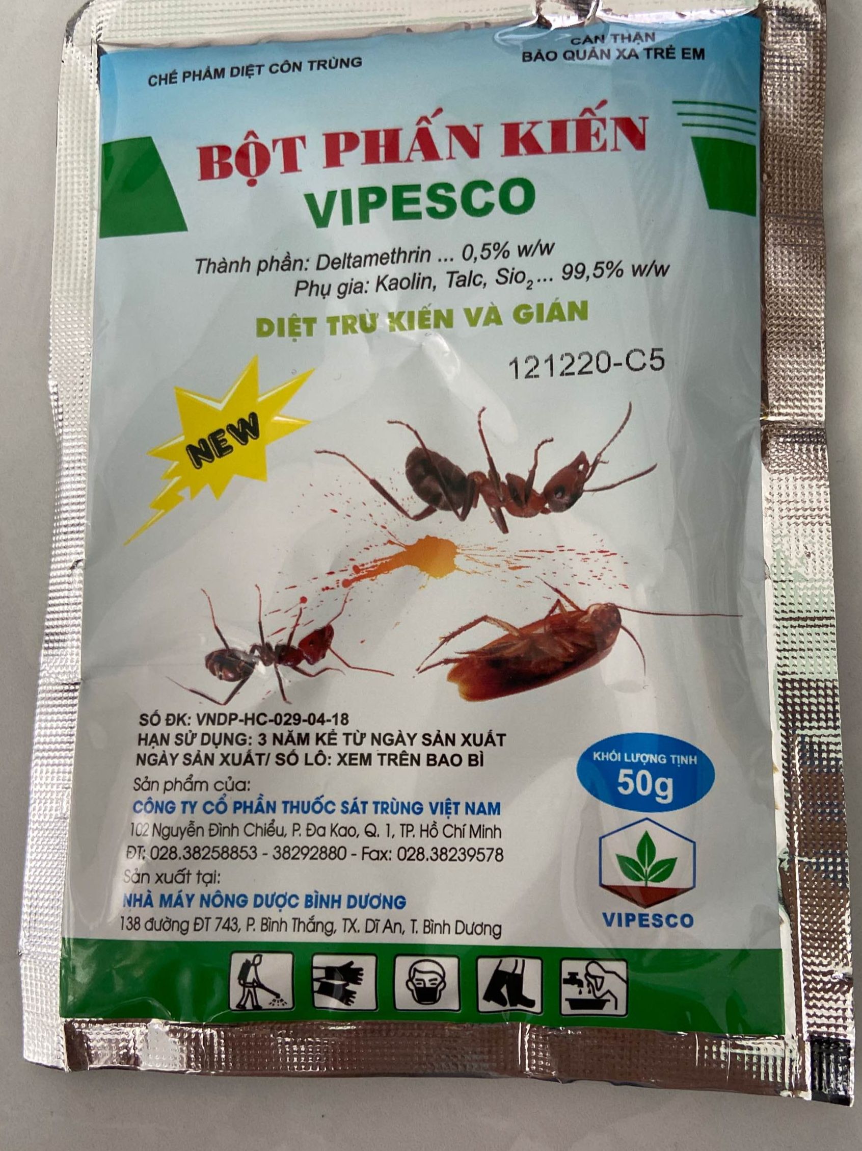 Phấn diệt kiến và côn trùng VIPESCO 50g - bột phấn kiến