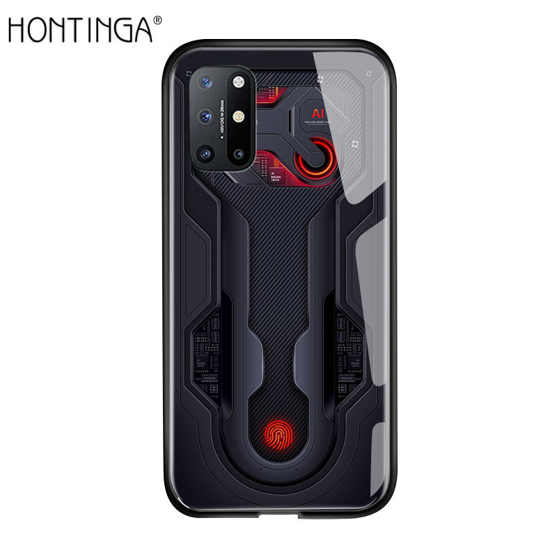 Hontinga Casing Case For OnePlus 8T Case Technology Circuit Board Explorer Exploration Theme Version Cases Tempered Glass Phone Case Back Cover Casing Hard Case For Boys For Men