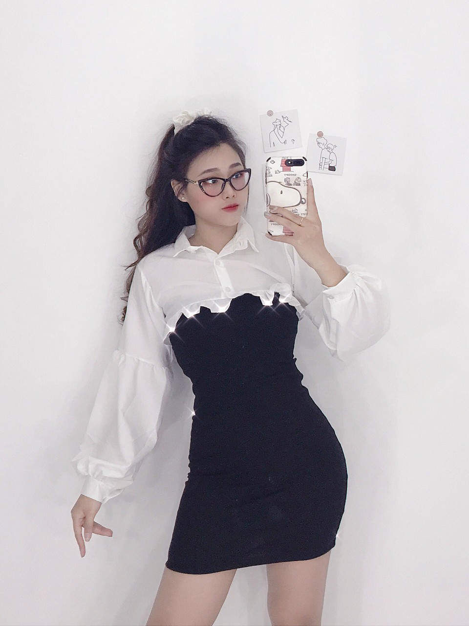 Áo Sơ MI Croptop Phối Bèo,Sơ Mi Croptop,LY STORE