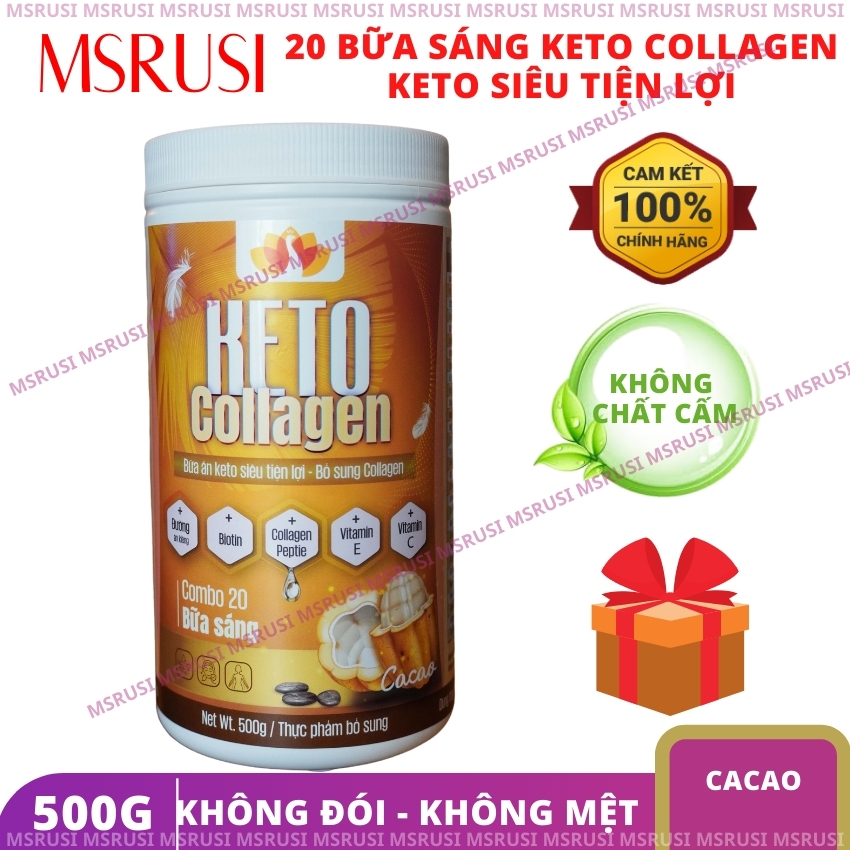 Keto Collagen 500g vị Cacao - HERA MILK - Bữa Ăn Keto Giảm Béo Giảm Eo Đơn Giản Tại Nhà An Toàn Hiệu Quả - MSRUSI
