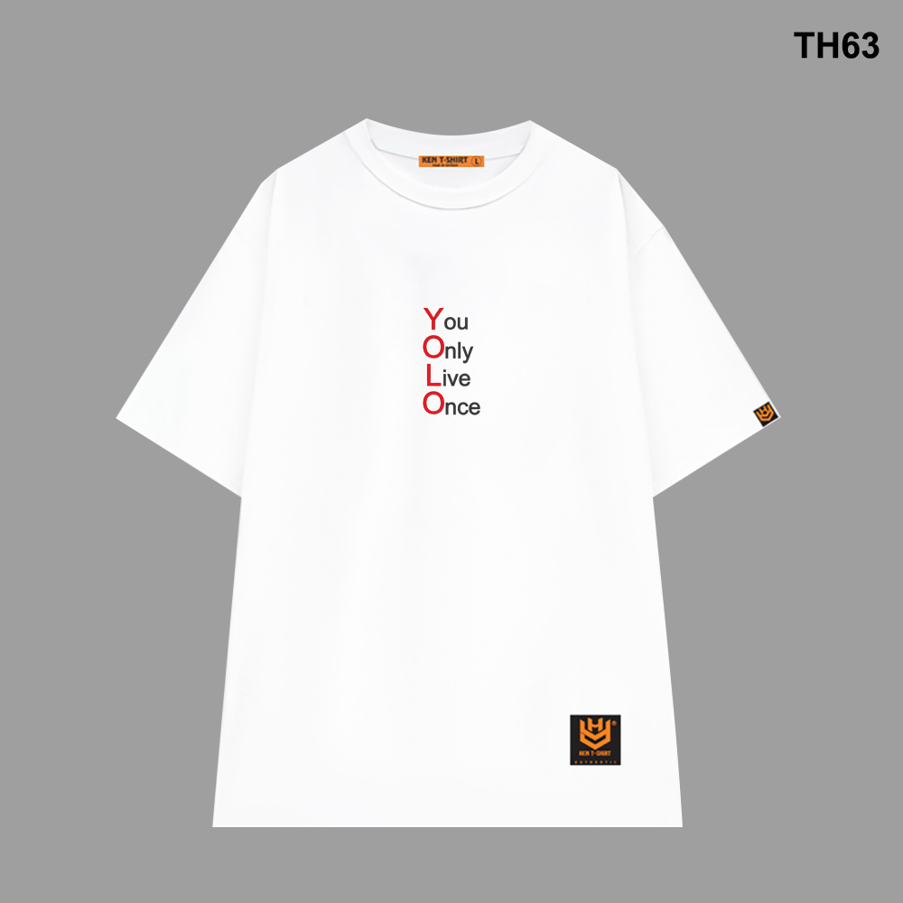 Áo thun hy unisex form rộng thêu you only live once 63 tay lỡ nam nữ