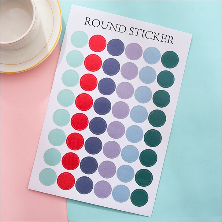 Set 48 miếng sticker chấm tròn vintage nhiều màu sắc