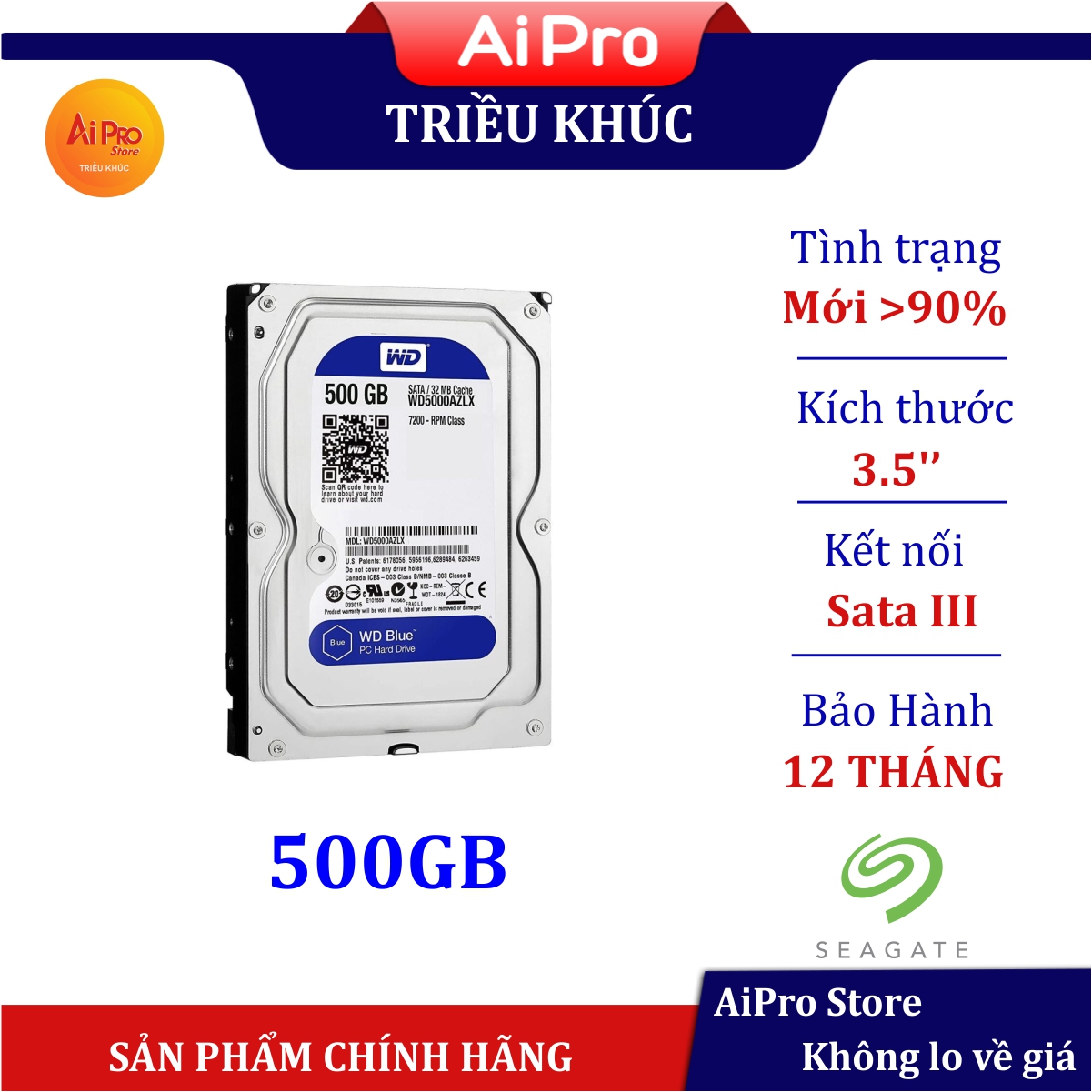 Ổ cứng HDD 500GB WD Blue - Bảo hành 24 tháng