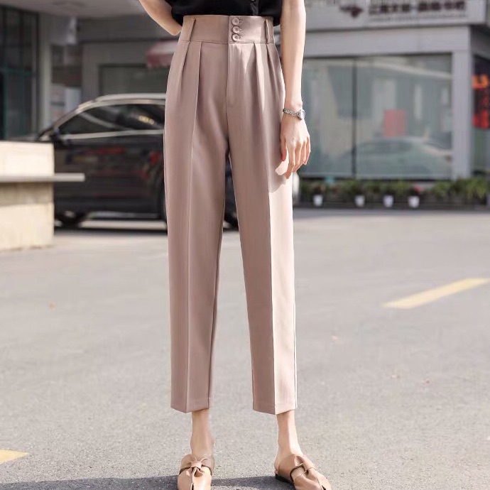 Quần công sở baggy cạp cao 3 cúc