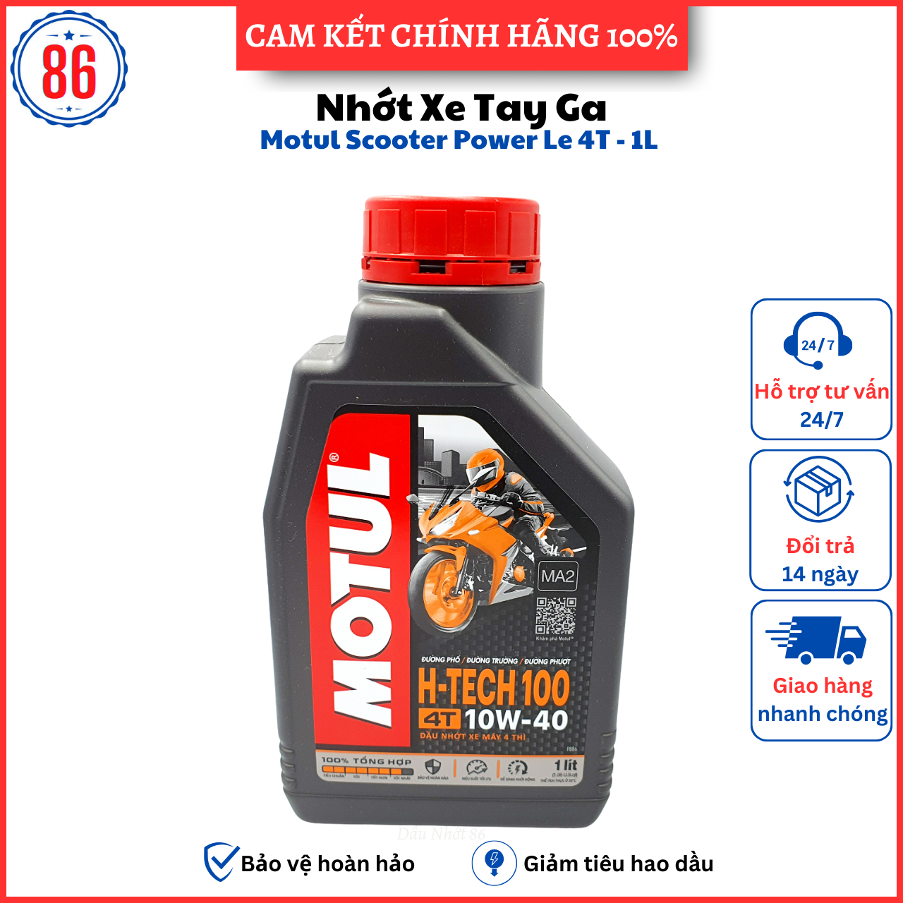 Nhớt tổng hợp 100% xe tay ga MOTUL SCOOTER POWER LE 5W40 1L