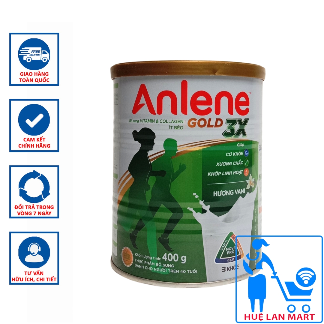Sữa Bột Anlene Gold 3X MovePro Hương Vani Hộp 400g (3 Khỏe Cơ, Xương, Khớp - Dành cho người trên 40 tuổi)