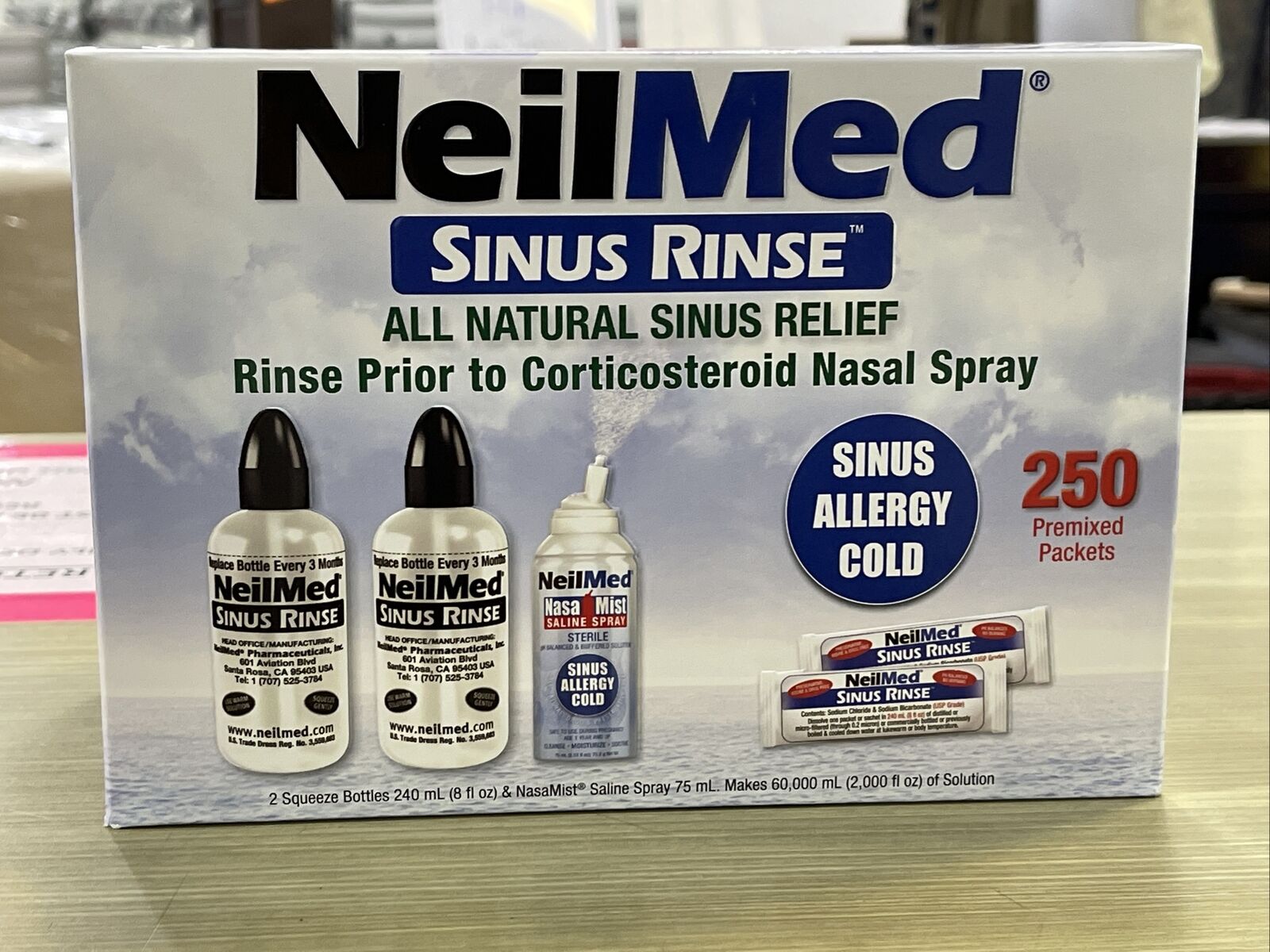 Bộ rửa mũi Neilmed (250 gói muối + 2 bình 240ml + 1 chai xịt)