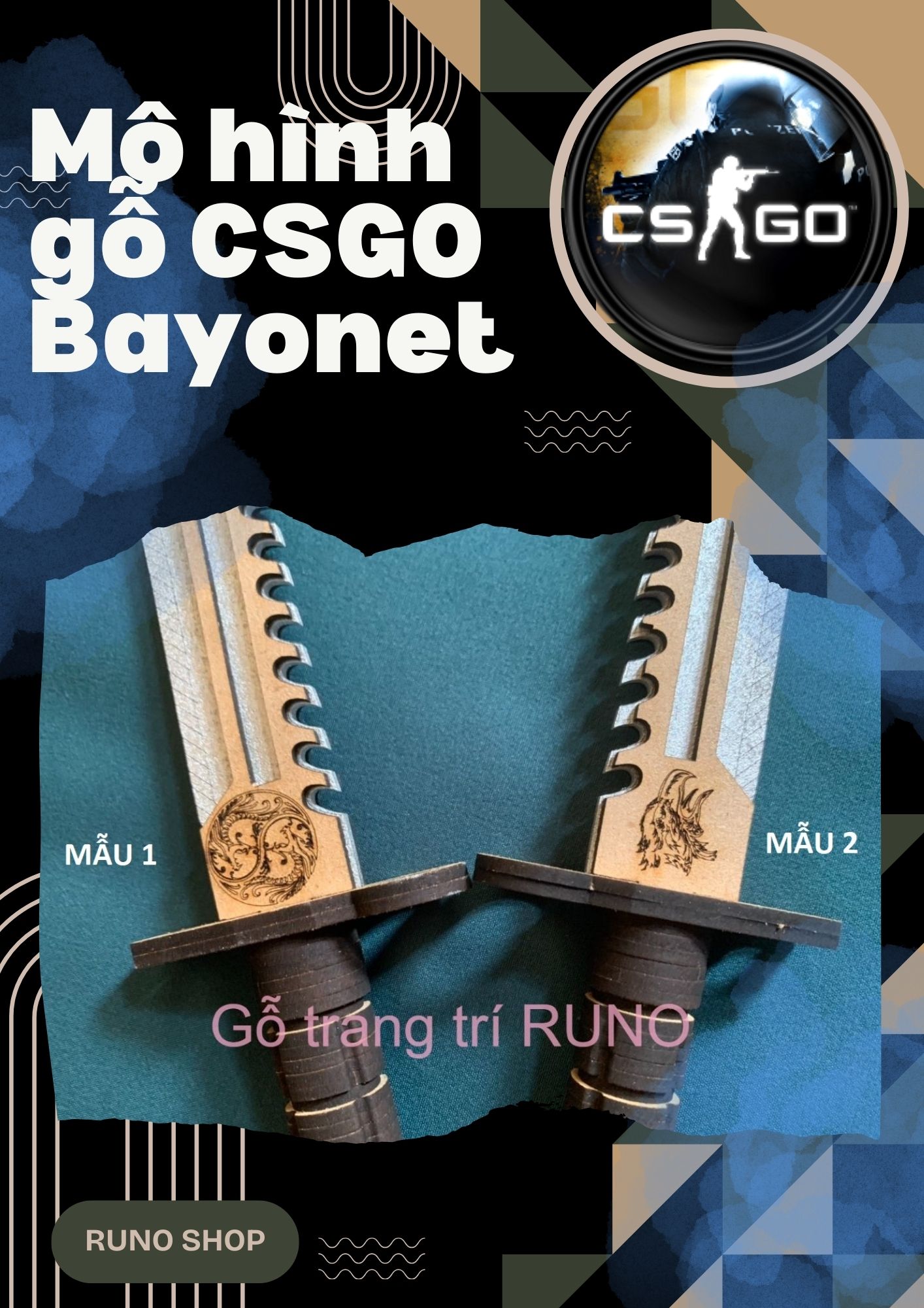 Mô hình đồ chơi lắp ráp gỗ có sơn màu sẵn CSGO Đột Kích