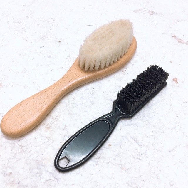 Combo chổi phủi fade tóc barber cán gỗ và cán nhựa - combo gỗ + nhựa