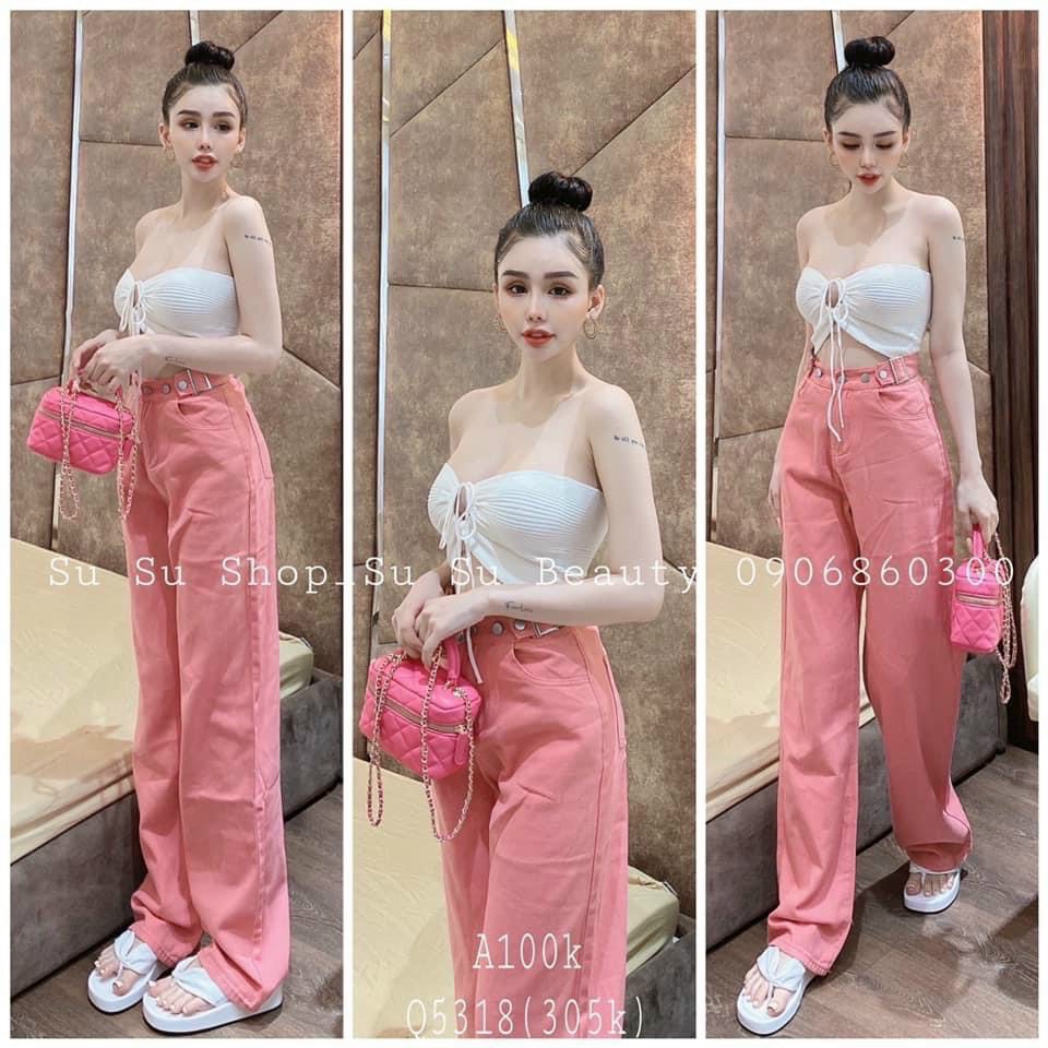 Áo ống khoen ngực có mút ngực kiểu cột dây cổ
