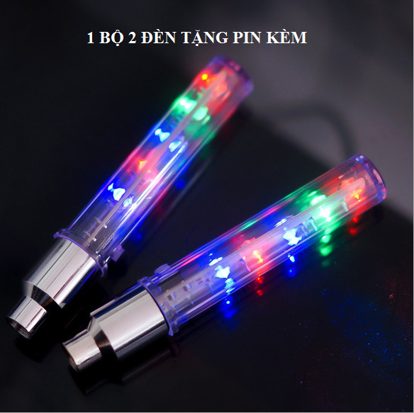 Đèn LED xe máy, gắn van xe 7 màu (1 bộ 2 bóng) dành cho xe máy, xe ô tô, xe đạp điện, xe đạp