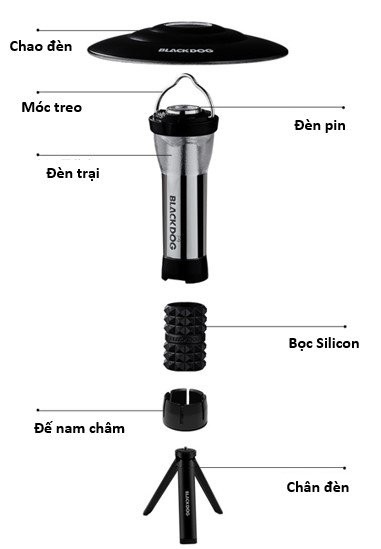 Đèn camping đa năng Blackdog (kèm đế nam châm)