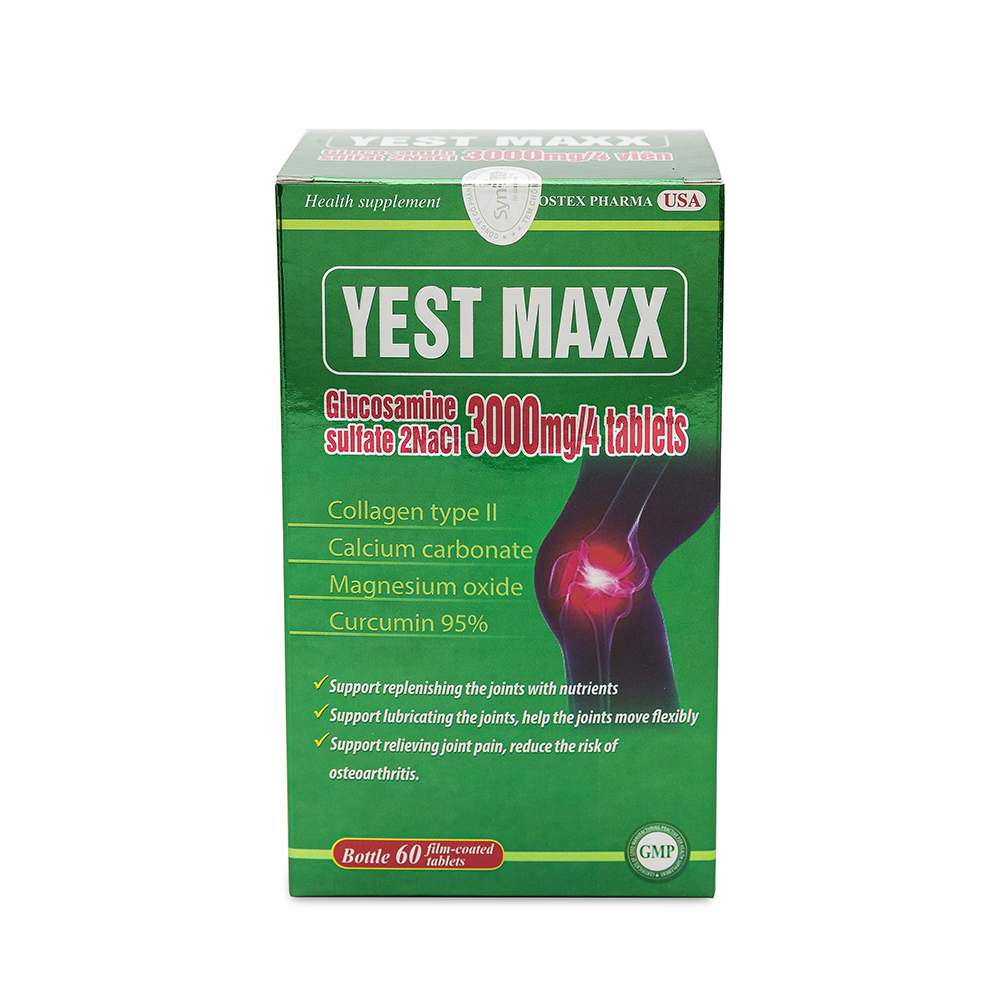 Viên Uống Bổ Xương Khớp Glucosamine Yest Maxx giảm đau nhức mỏi xương khớp giảm thoái hóa khớp - Hộp 60 viên