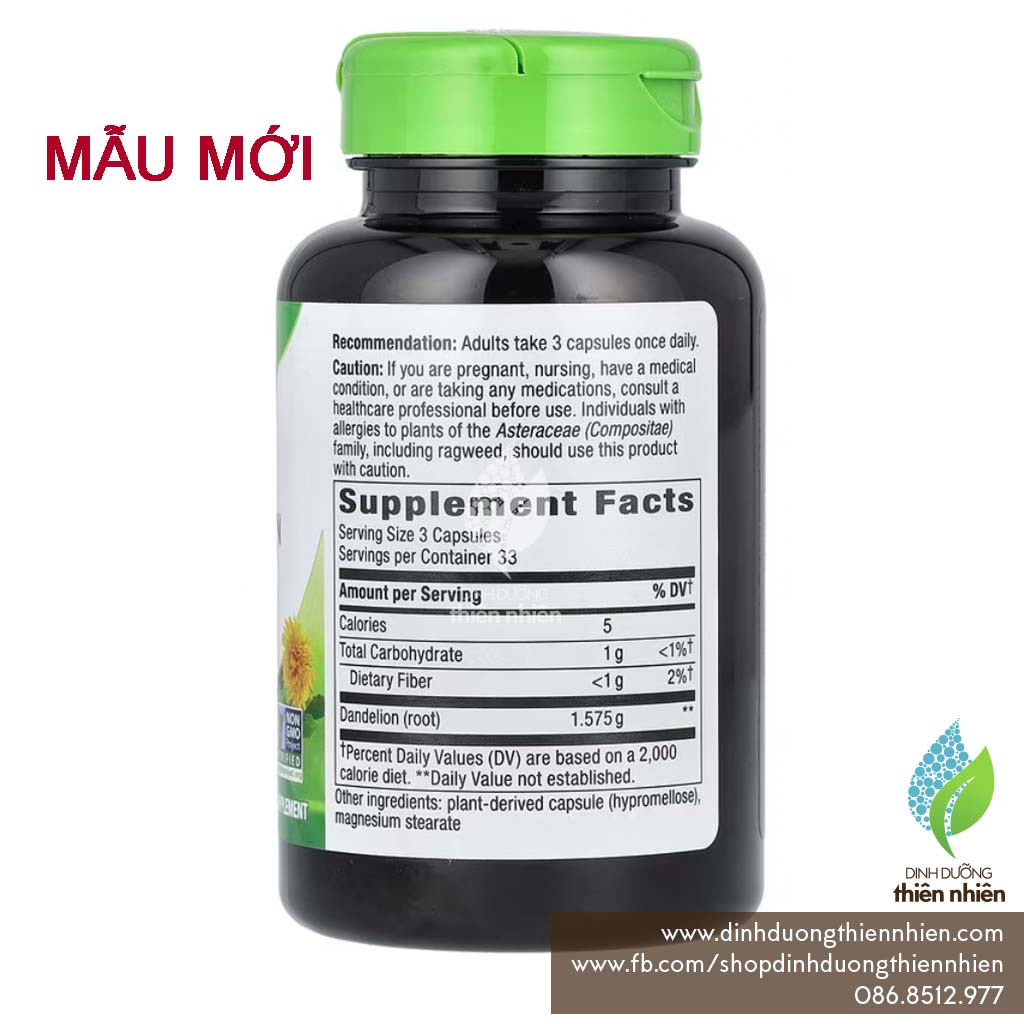 Rễ Bồ Công Anh Nature's Way Dandelion Root, 100v