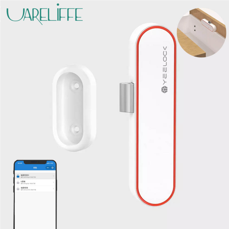 Uareliffe Yeelock Smart Drawer Switch E Mobile Phone One Key Unlock Punch-free Key Sharing Unlock Record Real-time View Bluetooth APP Unlock Cabinet Lock Anti-Theft Child Safety File Security Drawer Switch For Home Office