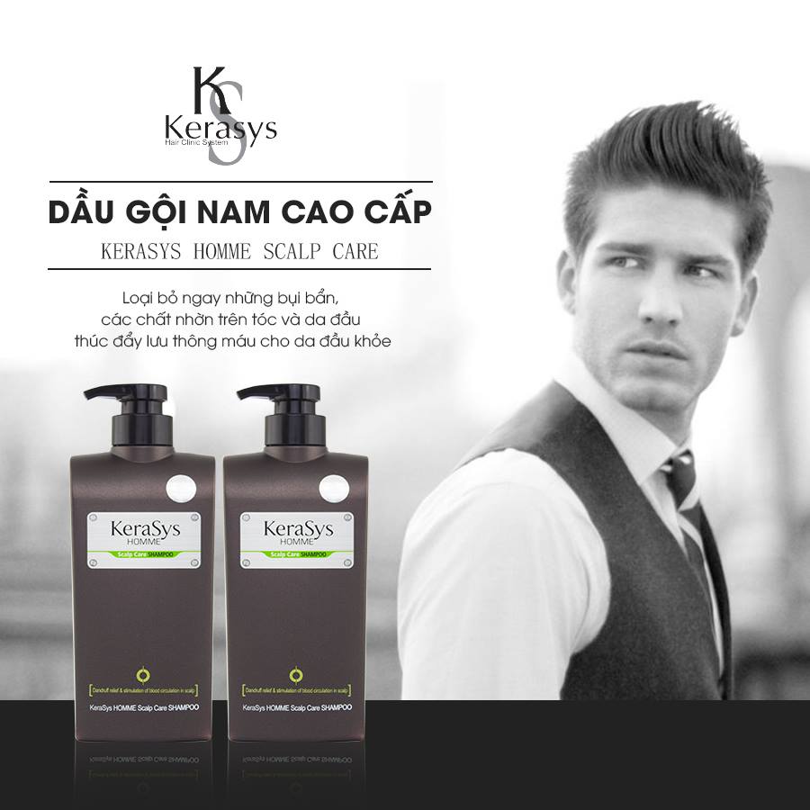 Dầu gội nam loại bỏ ngay những bụi bẩn và các chất nhờn Kerasys Homme Scalp care Cao cấp Hàn Quốc 550ml