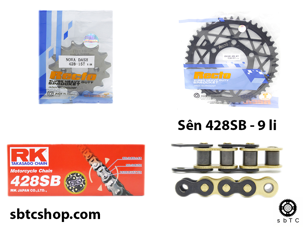 Nsd nhông dĩa recto sên rk vàng đen cb150r 2019 cbr150r chính hãng