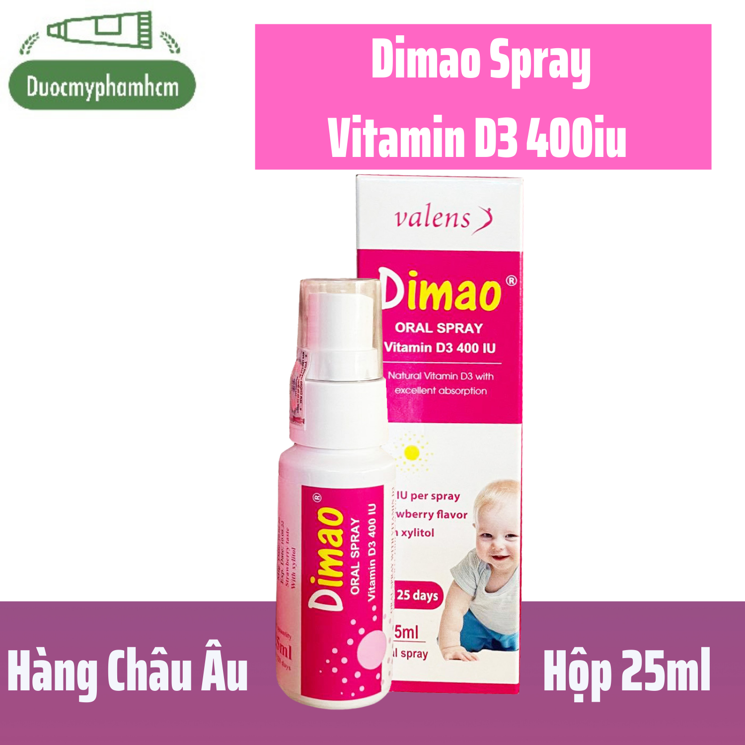 HCMDimao - Vitamin D3 Dạng Xịt 400IU Hàng Nhập Khẩu Châu Âu Hương Dâu Hiệu