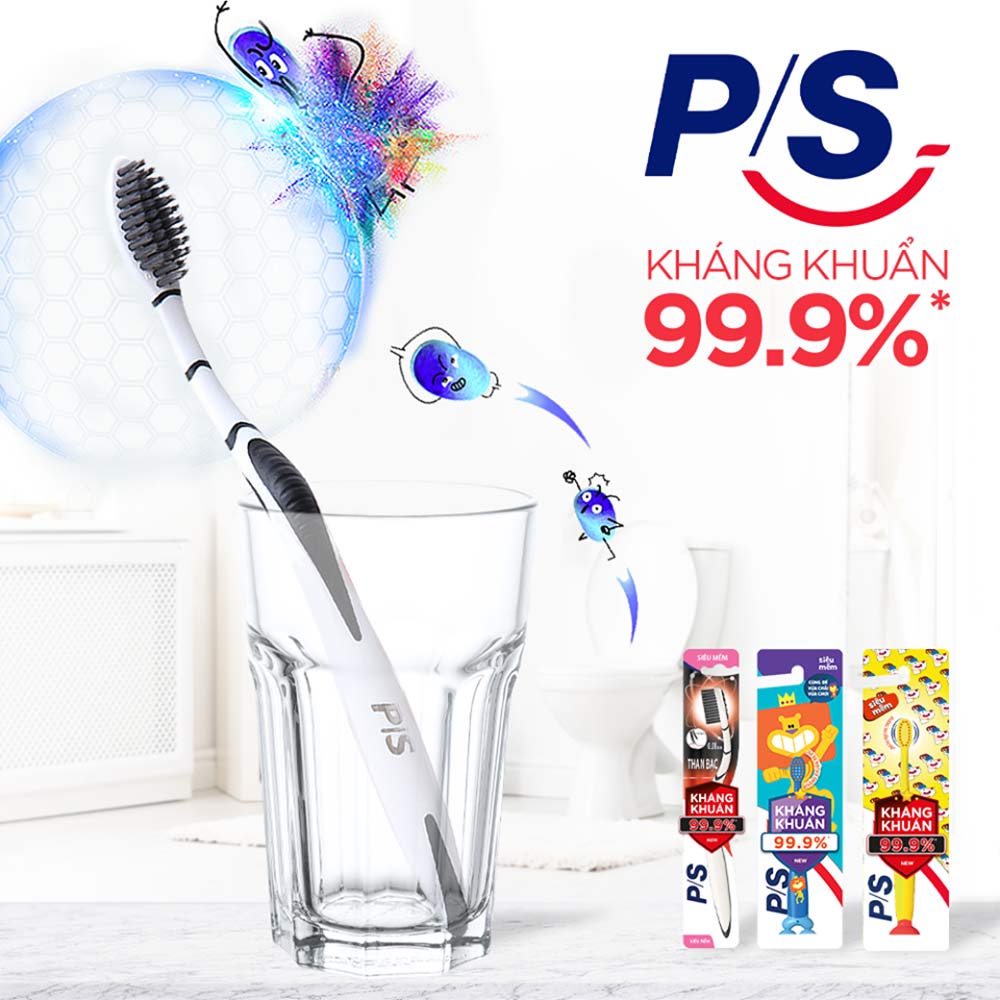 Bộ Bàn Chải Đánh Răng P/S Than Bạc Kháng Khuẩn