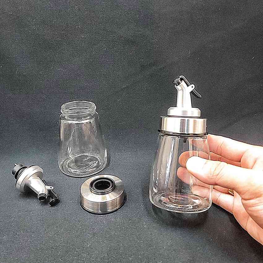 Chai Đựng Dầu Ăn Có Vòi 180ML đáy bẹt chống ngã – Chai Đựng Nước Chấm – Bình Đựng Dầu Ăn Thủy Tinh - Chai Đựng Nước Mắm